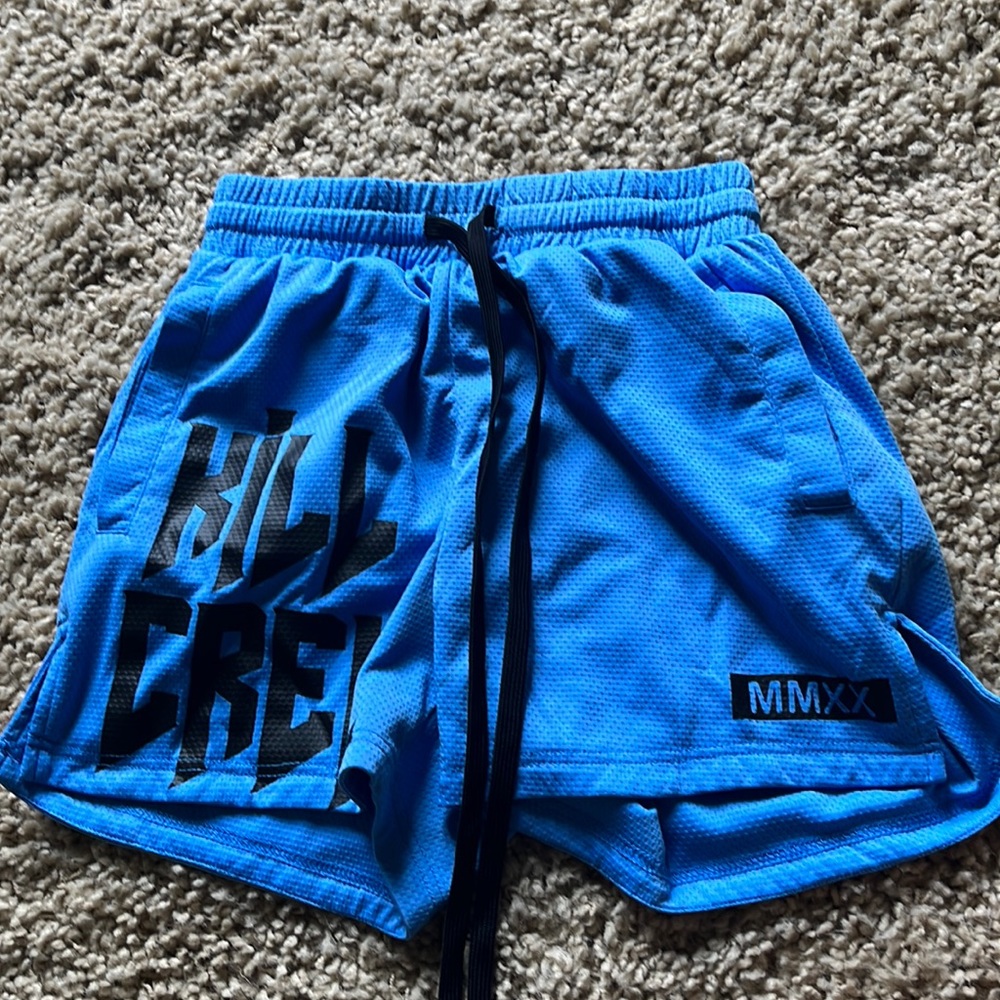 Kill Crew MUAY THAI SHORTS (MID THIGH CUT) Blue/Black